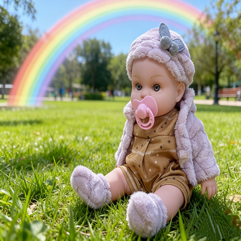 Reborn Baby Doll 12 Inch Lifelike Soft Newborn with Hat Socks & Pacifier Set – Realistic Pink Plush Silicone-Feel Doll Gift for Girls Kids Toddlers Birthday Christmas Valentine's Day Ages 3+