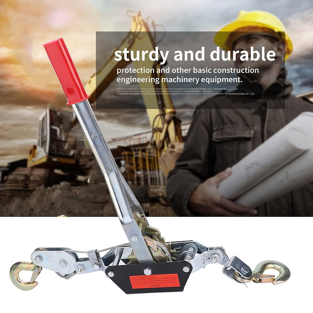 2 Ton Heavy Duty Double Gear Power Puller, Steel Ratchet Winch Puller Puller Power Cable Puller Power Cable Puller Tightening Tool Mini Tightener Double Hook Lifting Tool