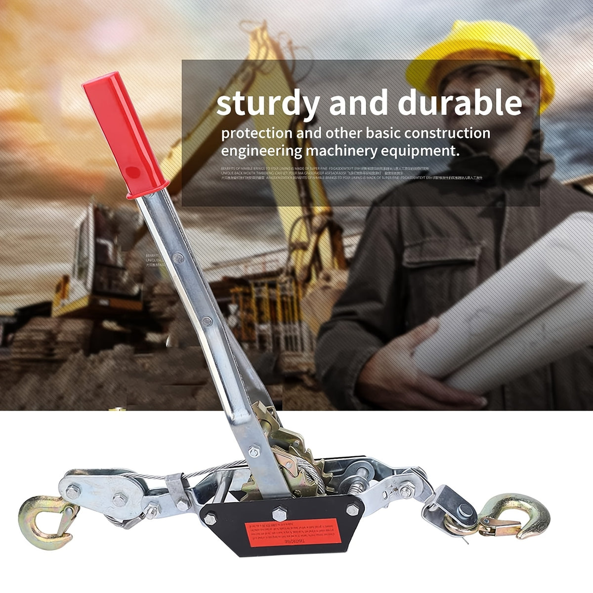 2 Ton Heavy Duty Double Gear Power Puller, Steel Ratchet Winch Puller Puller Power Cable Puller Power Cable Puller Tightening Tool Mini Tightener Double Hook Lifting Tool