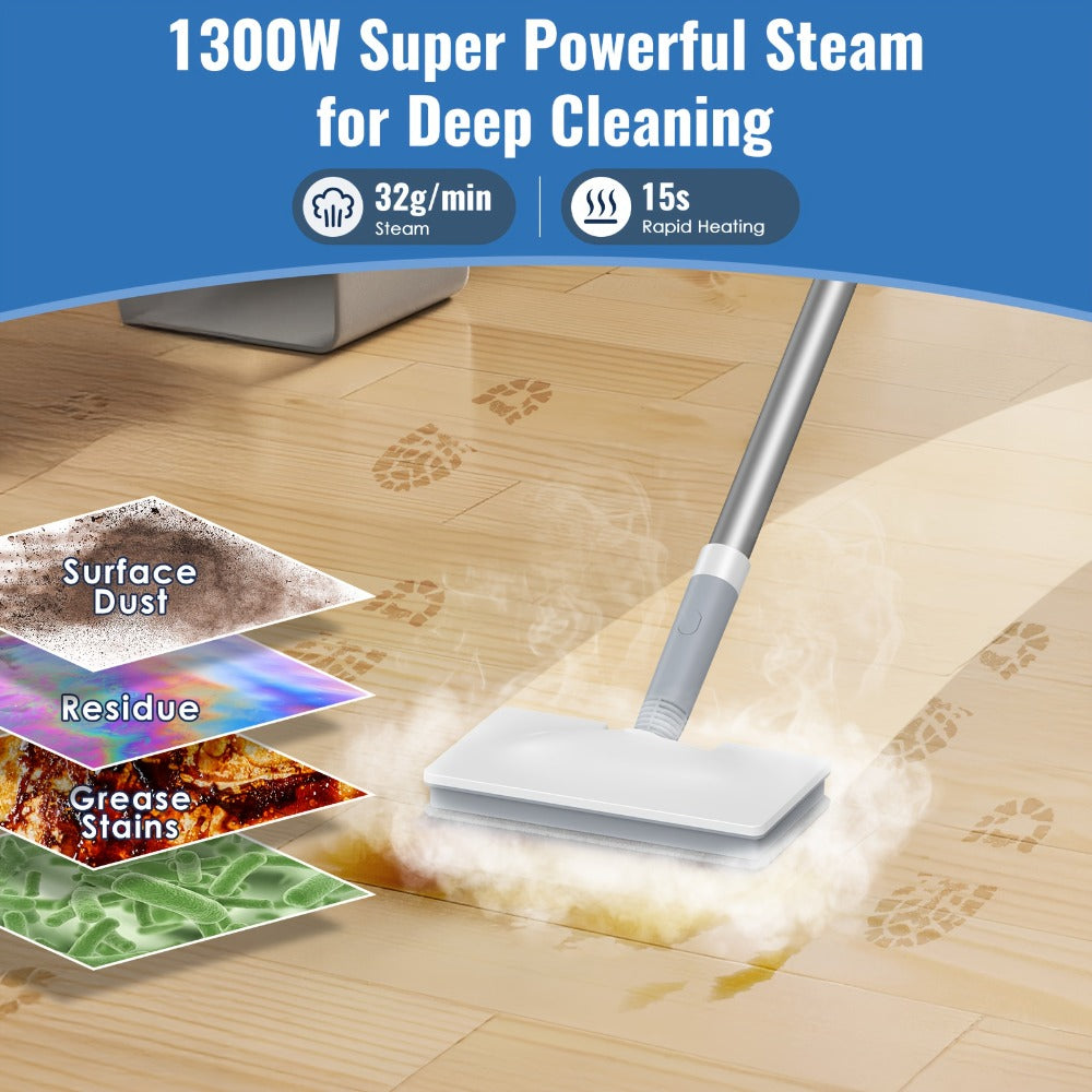 Steam Mop with Detachable Handheld Steam Cleaner 10-in-1 Multi-Purpose Attachments - 2 Pads, Carpet Cleaner for Home, Tiles, Grout, Windows, Kitchen & Bath, Powerful Floor & Sofa Steamer, 4 Colors