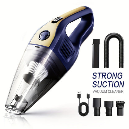 Handheld Cordless Vacuum Cleaner with Powerful Suction – Portable USB Rechargeable Mini Vacuum with Multiple Accessories for Car, Home, Office & Tight Spaces