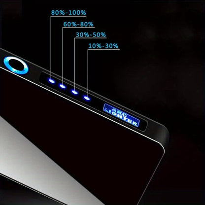 USB Electric Lighter Dual Arc Plasma – Windproof Flameless Rechargeable Lighter with LED Power Display, Touch Sensor, Metal Body, Ideal for Outdoor Camping Candles Holiday Gift (No Battery Required)