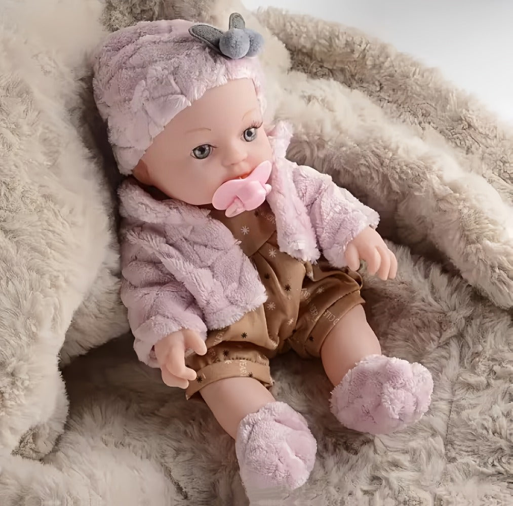 Reborn Baby Doll 12 Inch Lifelike Soft Newborn with Hat Socks & Pacifier Set – Realistic Pink Plush Silicone-Feel Doll Gift for Girls Kids Toddlers Birthday Christmas Valentine's Day Ages 3+