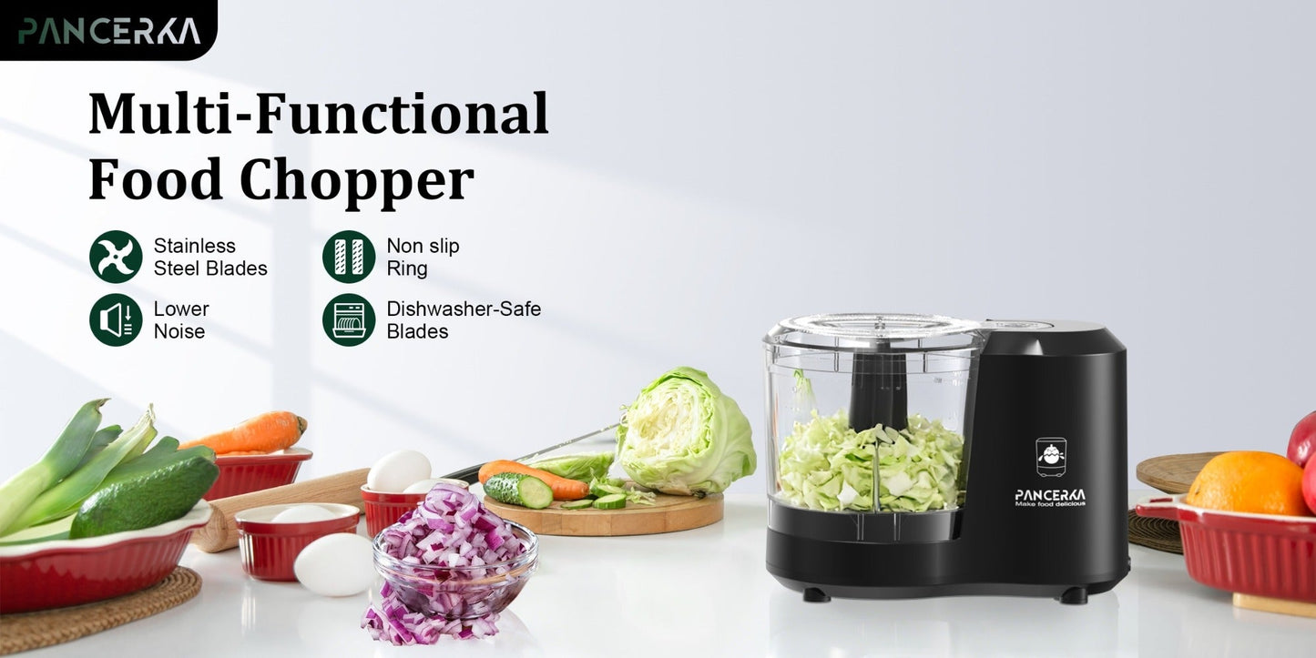 Electric Vegetable Chopper Food Processor - Mini Electric Food Chopper Blender for Kitchen, Baby Food Maker, Mixer Grinder for Dicing Mincing Puree, Black
