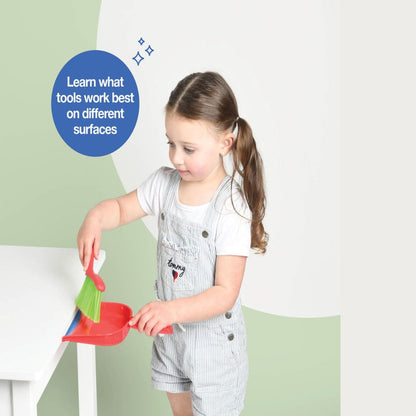 Kids Cleaning Set 4 Piece Toy Broom Mop Brush Dustpan – Pretend Play Housekeeping Kit for Toddlers Boys Girls | Develops Fine Motor Skills & Responsibility | Best Birthday Christmas Gift Ages 3+