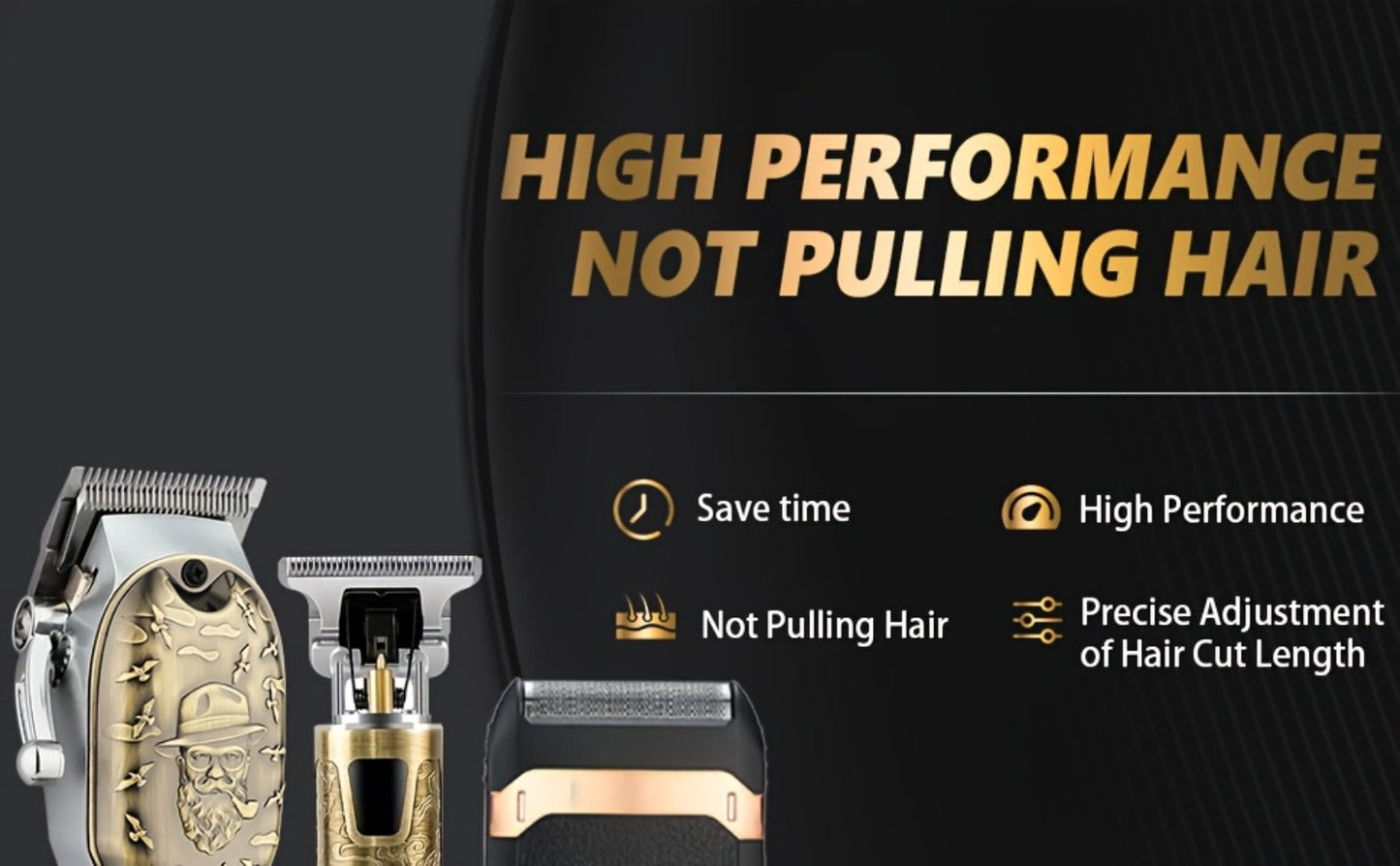 Electric Hair Clipper Set for Men - LQT USB Rechargeable 2000mAh with Engraving Scissors Metal Digital Display Cordless Barber Kit 2 3 4 Piece Home Salon Bronze Gift