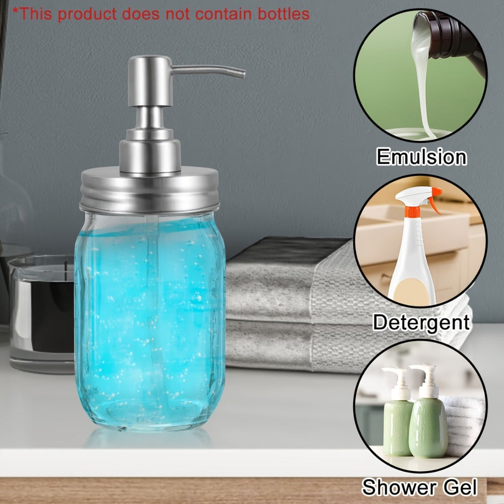 Mason Jar Soap Dispenser Pump Lids 4 Pack – 304 Stainless Steel Regular Mouth Mason Jar Pump Replacement, Leakproof Gasket, 3.9" Cuttable Tube, for Kitchen Bathroom Lotion Hand Soap Dish Soap