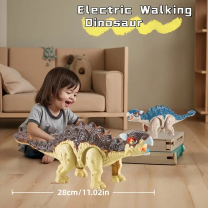 Walking Ankylosaurus Dinosaur Toy with Glowing Lights & Roaring Sound – Automatic Interactive Robot Dinosaur for Kids Ages 3-12, Birthday Christmas Gift for Boys and Girls, Brown or Blue
