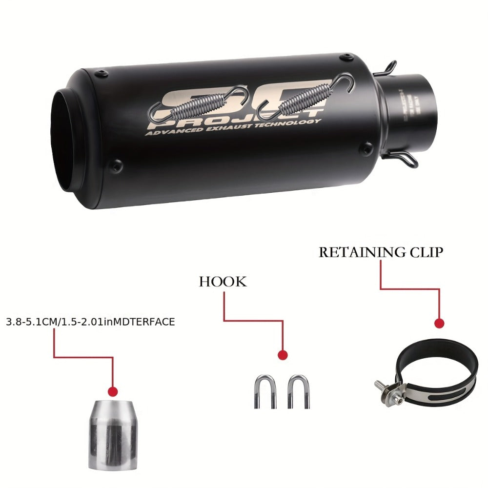 Universal 51mm Motorcycle Exhaust Pipe Stainless Steel Slip-On Muffler for Z900 FZ6 RC390 S1000XR Off-Road Motorcycles Black Strip Titanium ANMIEN