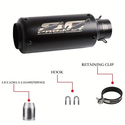 Universal 51mm Motorcycle Exhaust Pipe Stainless Steel Slip-On Muffler for Z900 FZ6 RC390 S1000XR Off-Road Motorcycles Black Strip Titanium ANMIEN