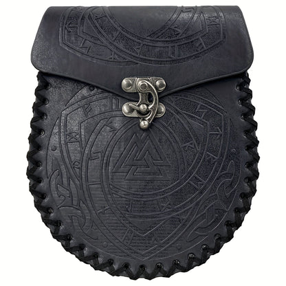 Viking Faux Leather Waist Bag Medieval Belt Pouch Handmade Retro Style – LARP Renaissance Faire Cosplay Stage Prop Costume Accessory for Men Women, Multiple Designs
