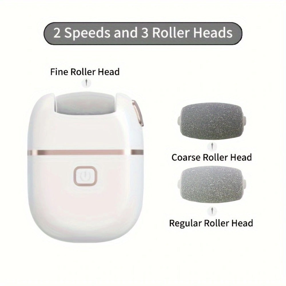 Electric Foot Scrubber Callus Remover 4 Polishing Heads Rechargeable — Automatic Dead Skin Remover Pedicure Tool for Smooth Soft Feet Heel Exfoliator, Home & Travel Foot Care for Women Men Adults