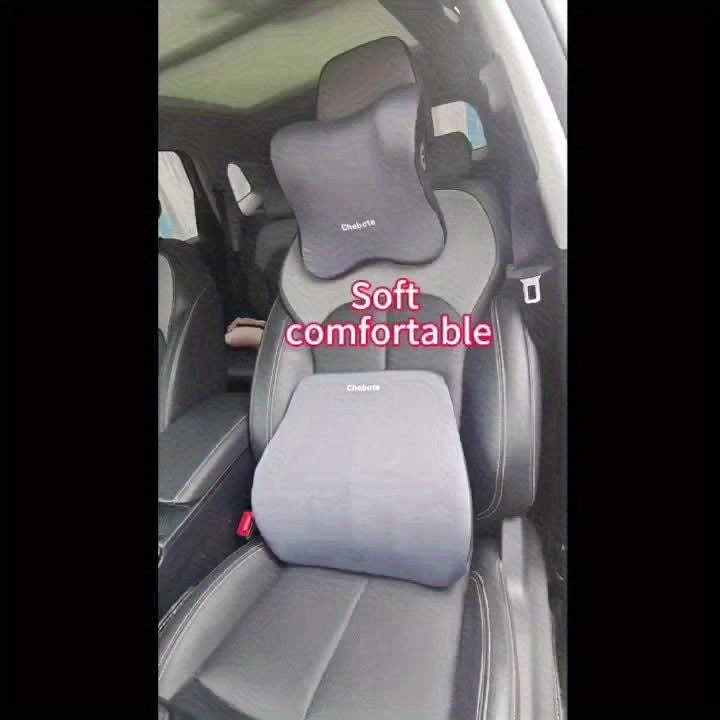 Premium Comfort Car Accessories, All-in-One Car Comfort Kit: Windshield Sun Shade + Memory Foam Neck Pillow & Lumbar CushionThis 2pcs Memory Foam Car Headrest And Lumbar Support Set Cools Down Your Car Interior, Eases Neck Tension And Delivers