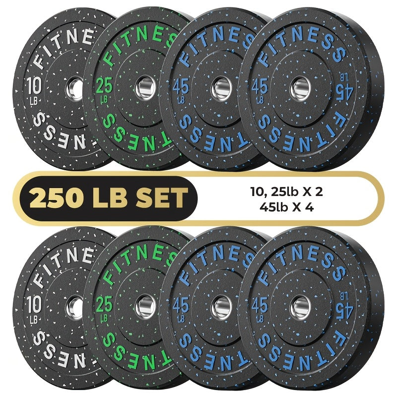 Bumper Plates Colored Rubber Weight Plates – 2-Inch Olympic Barbell Plates for Weightlifting & Strength Training, High Bounce Floor Protection, Low Odor, Non-Slip Surface, Home Gym & Commercial Gym