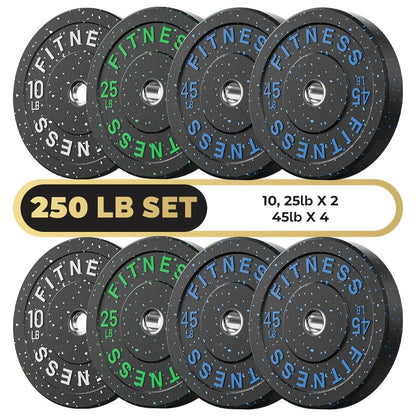 Bumper Plates Colored Rubber Weight Plates – 2-Inch Olympic Barbell Plates for Weightlifting & Strength Training, High Bounce Floor Protection, Low Odor, Non-Slip Surface, Home Gym & Commercial Gym