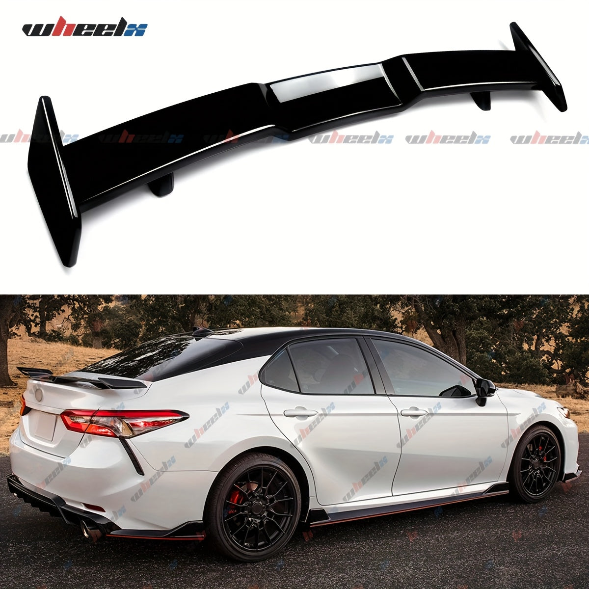 Highkick Trunk Spoiler Wing Lip Compatible with 2018-2024 8th Gen Toyota Camry/ 10th Gen Honda Accord, JDM Style, Gloss Black/ Matte Black/ Carbon Fiber