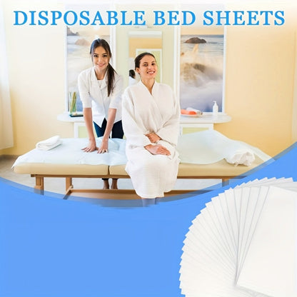 Disposable Bed Sheets 100 Pack Non-Woven Massage Table Cover Single Use Stain Resistant Spa Sheets for Massage Therapists Estheticians Salons Hotels Tattoo Artists White Pink