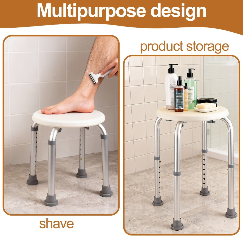 Shower Stool for Inside Shower – Adjustable Height Non-Slip Bath Seat, 300 LBS Capacity, Stable Bathroom Stool for Sitting, Fits Showers & Bathtubs, Lightweight & Easy Assembly