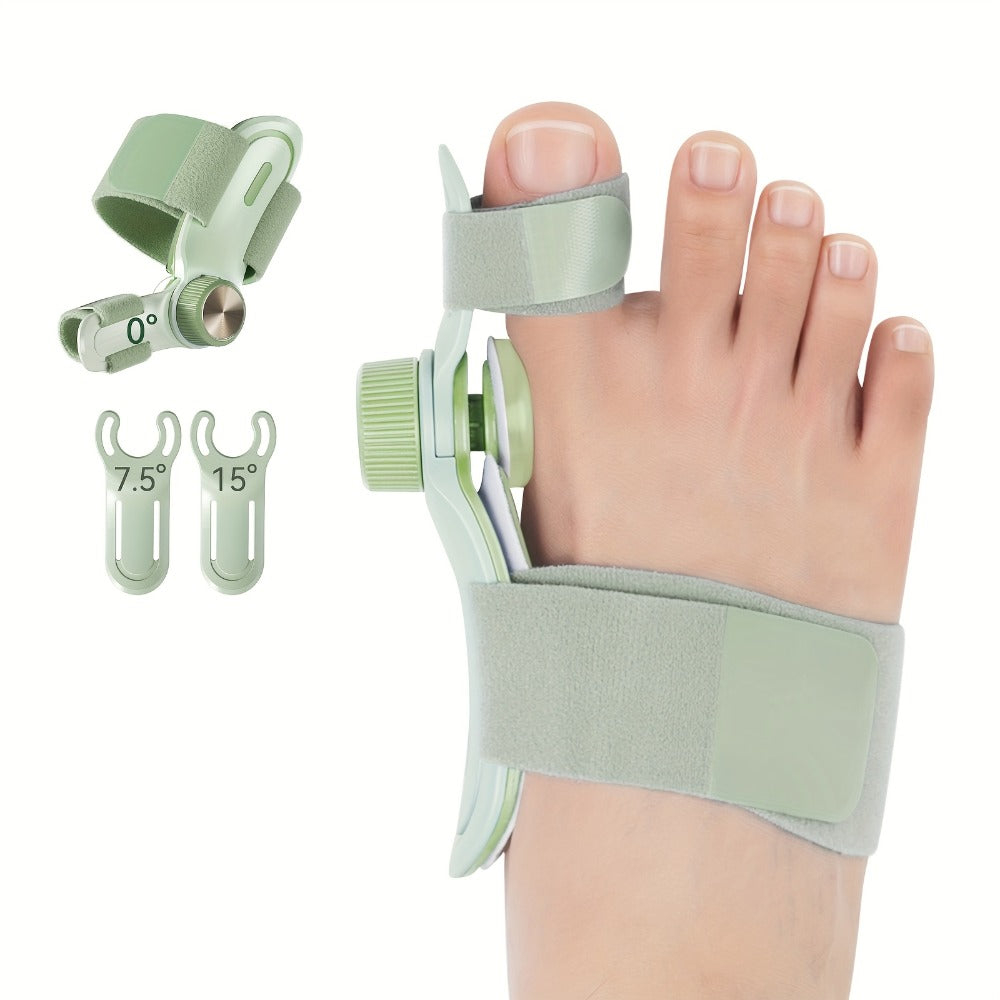 Bunion Corrector Splint with Double Correction – Stepless Adjustable Knob, 3-Angle Fixing Plate, Fits Left & Right Foot for Men & Women