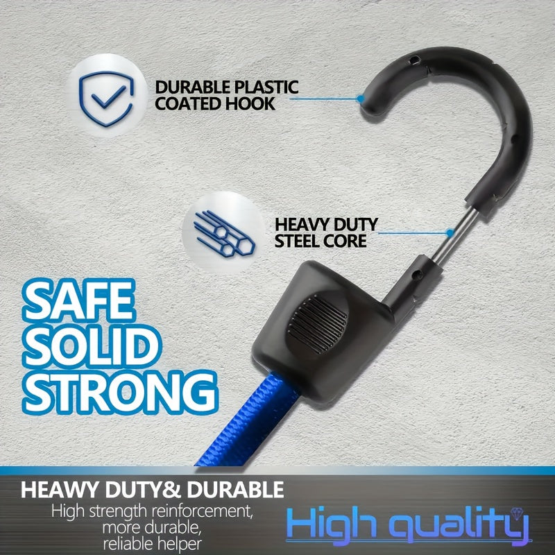 32pcs Premium Elastic Cord SetIt Includes Heavy-duty Outdoor Elastic Cords In 10-inch, 18-inch, 24-inch, And 40-inch Lengths, 4 Sunshade Clips, And 6 Small Spherical Elastic Cords.