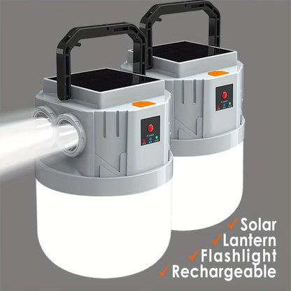 Solar Camping Lantern Rechargeable - 2400mAh LED Tent Light, 3 Modes, Portable Solar Panel Charging, Lightweight Emergency Lantern for Power Outage, Hurricane & Outdoor Survival