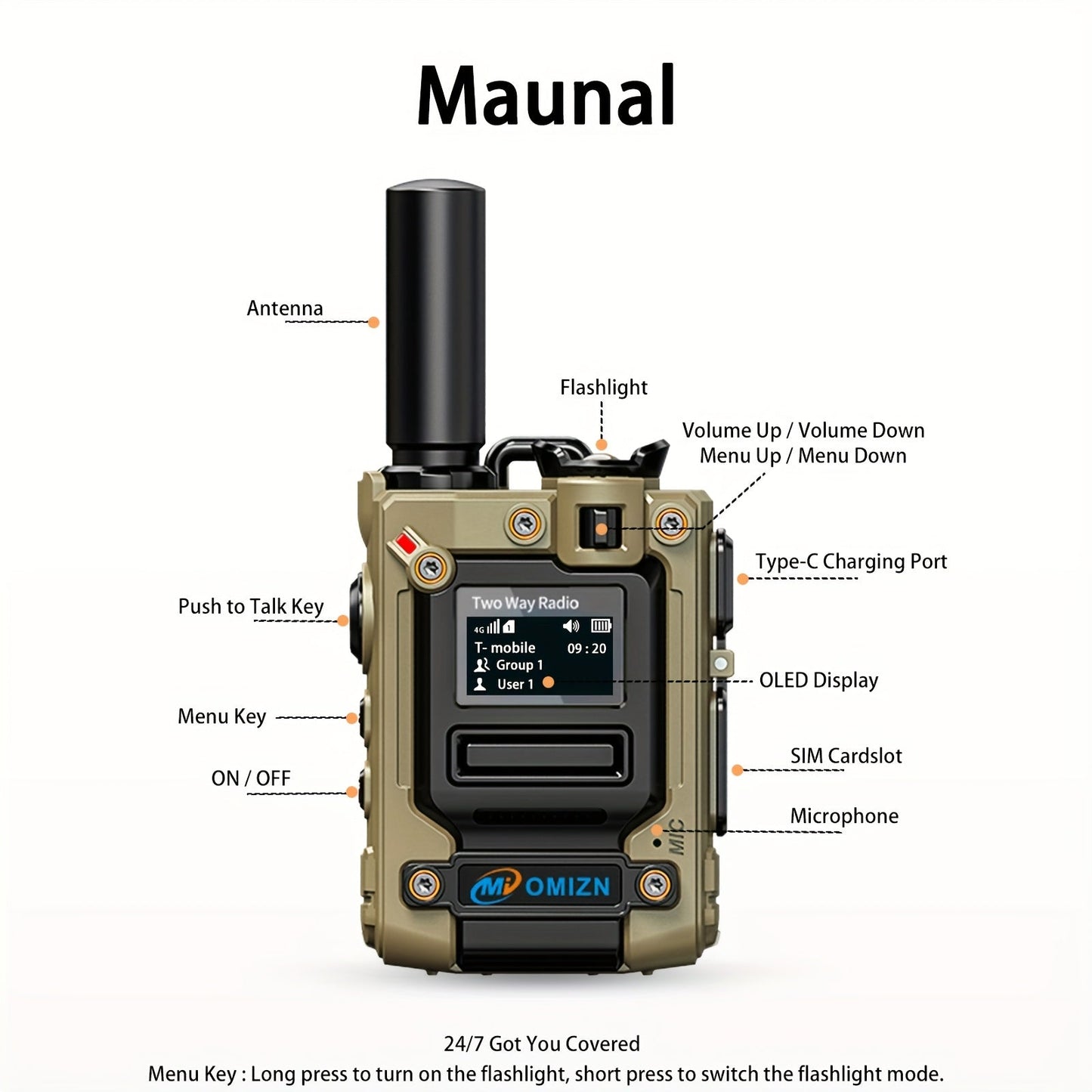OMI M8 POC Walkie Talkie 5000 Miles, SIM Card Included