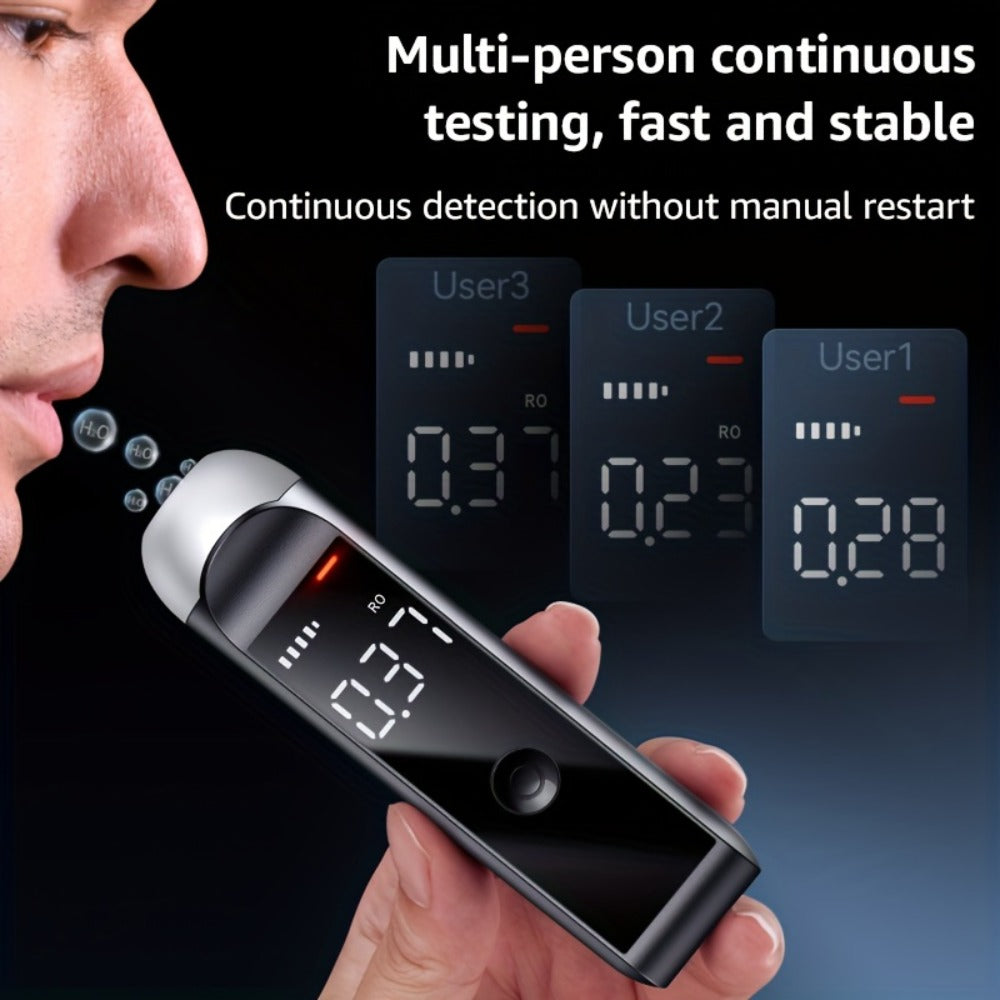 Rechargeable Breathalyzer Alcohol Tester – Professional Digital Breath Alcohol Detector, Portable Personal Breathalyzer with LCD Display, Available in Green, Black & Pink