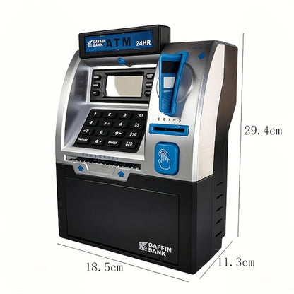 Electronic Money Bank for Kids with Debit Card & Cash Scanning – Digital ATM Piggy Bank with Coin & Bill Slot, Balance Calculator, Password Lock Safe Box, Fun Savings Toy Gift