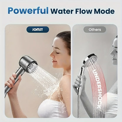 High Pressure Shower Head Set 4-Piece – Turbine Spray Wall Mounted, 3-Stage Adjustable Mode, 6 Water Filters & 68" Hose, Skin-Friendly Bathroom Shower Upgrade Kit