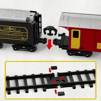 Electric Train Set for Kids with Steam Locomotive Engine Lights & Sound – Classic Christmas Train Toy with 16 Tracks 8 Cards for Boys Girls Ages 3+ Birthday Holiday Gift