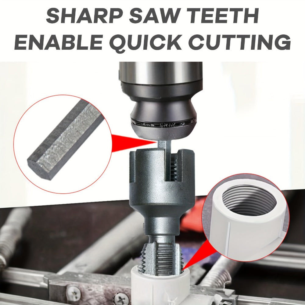 Pipe Thread Cutting Tool – High-Speed Steel Electric Drill Compatible PVC & Steel Pipe Threader, Inside & Outside Threading for 1/2" & 3/4" Pipes, Professional Plumbing & DIY Kit