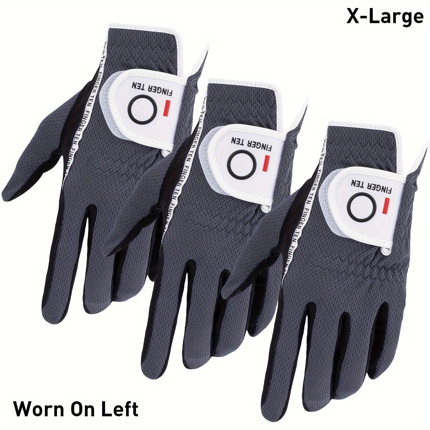 Wet Weather Golf Gloves Rain Grip 3-Pack for Men | Breathable Water-Resistant Golf Gloves for Left & Right Hand – Durable Comfortable Fit in Hot & Wet Conditions (Black, Gray, White | S–3XL)