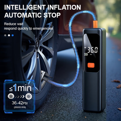 Portable Tire Inflator Wireless Air Compressor with Digital LED Display Auto Pressure Detection USB-C Rechargeable for Car Bicycle Motorcycle Basketball