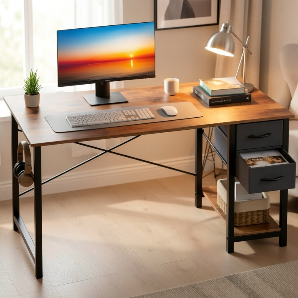 47-Inch Fabric Gaming Desk with Storage Drawers for Home Office detail image - detail view 10