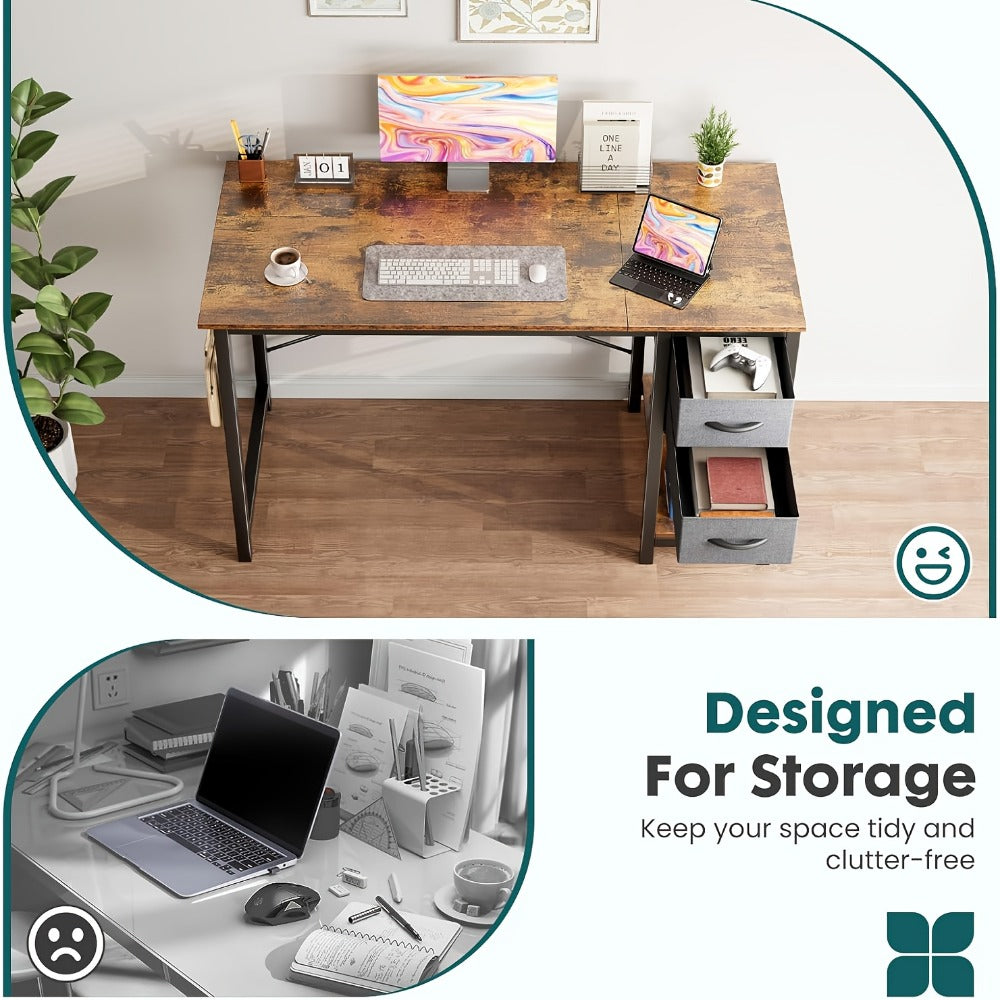 47-Inch Fabric Gaming Desk with Storage Drawers for Home Office detail image - detail view 12