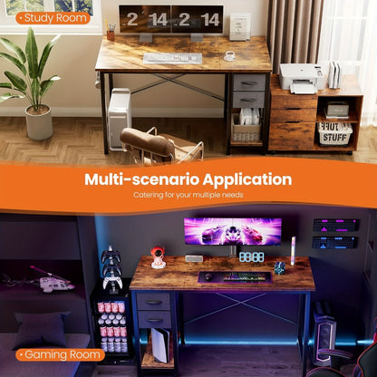 47-Inch Fabric Gaming Desk with Storage Drawers for Home Office detail image - detail view 13