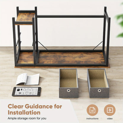 47-Inch Fabric Gaming Desk with Storage Drawers for Home Office detail image - detail view 19