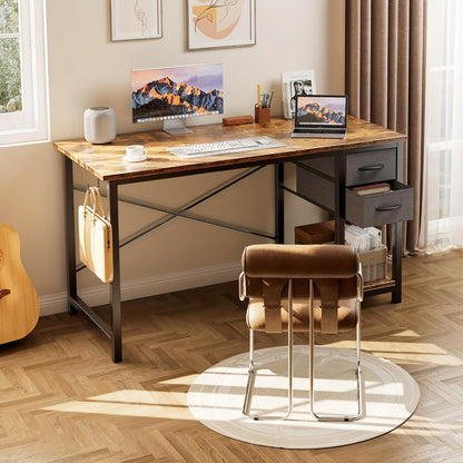 47-Inch Fabric Gaming Desk with Storage Drawers for Home Office detail image