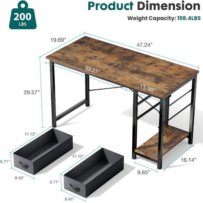 47-Inch Fabric Gaming Desk with Storage Drawers for Home Office detail image - detail view 6