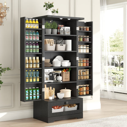 47-Inch Freestanding Kitchen Pantry Cabinet with Storage Drawers and Adjustable Shelves detail image - detail view 11