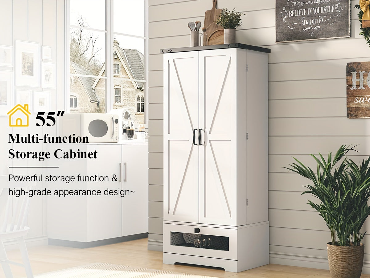 47-Inch Freestanding Kitchen Pantry Cabinet with Storage Drawers and Adjustable Shelves detail image - detail view 14