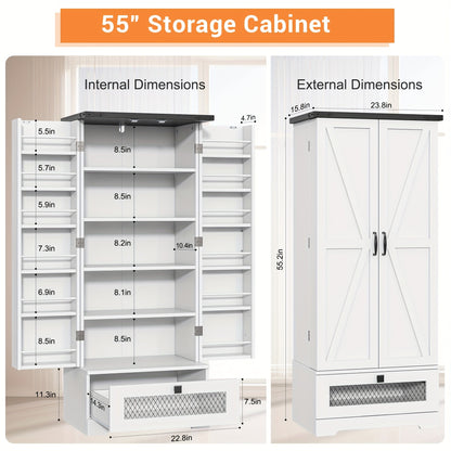 47-Inch Freestanding Kitchen Pantry Cabinet with Storage Drawers and Adjustable Shelves detail image - detail view 4
