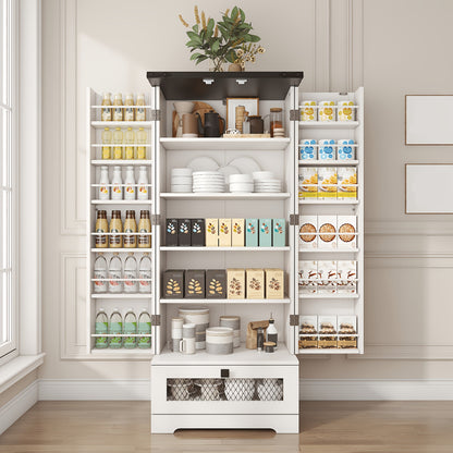 Kitchen Pantry Cabinet, 47 Inch with Drawer and Adjustable Shelves Freestanding Wooden shown in the main product view