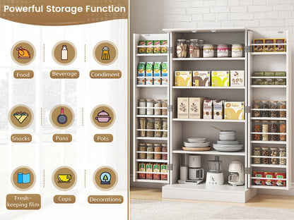 47-Inch Freestanding Pantry Cabinet with Adjustable Shelves for Organized Everyday Storage detail image - detail view 15