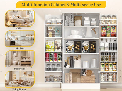 47-Inch Freestanding Pantry Cabinet with Adjustable Shelves for Organized Everyday Storage detail image - detail view 16
