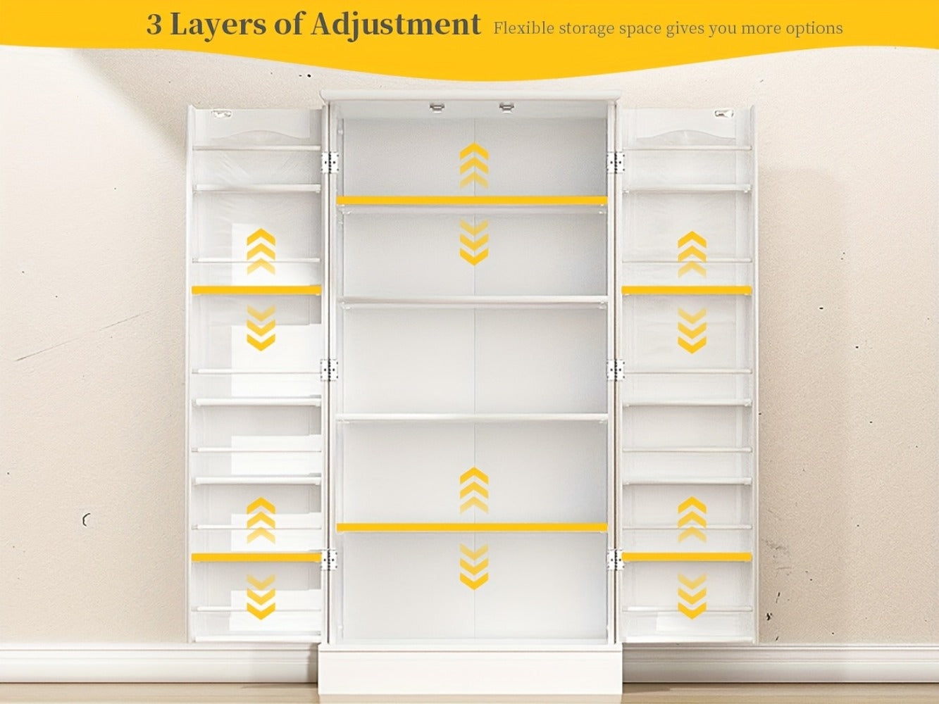 47-Inch Freestanding Pantry Cabinet with Adjustable Shelves for Organized Everyday Storage detail image - detail view 17