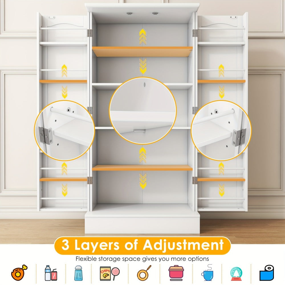 47-Inch Freestanding Pantry Cabinet with Adjustable Shelves for Organized Everyday Storage detail image - detail view 5