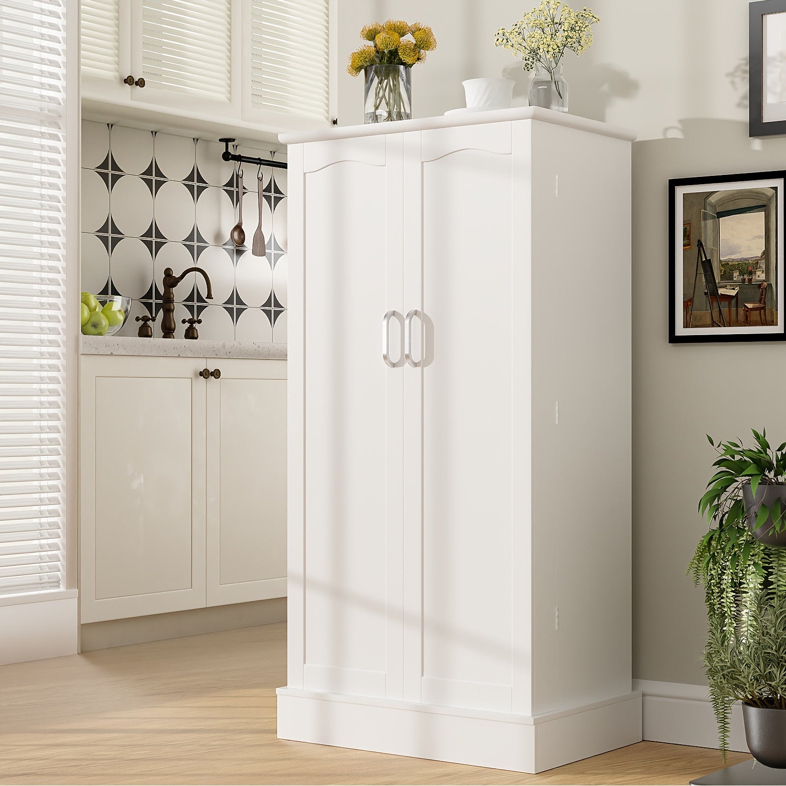 Pantry Cabinet shown in the Snow-White option
