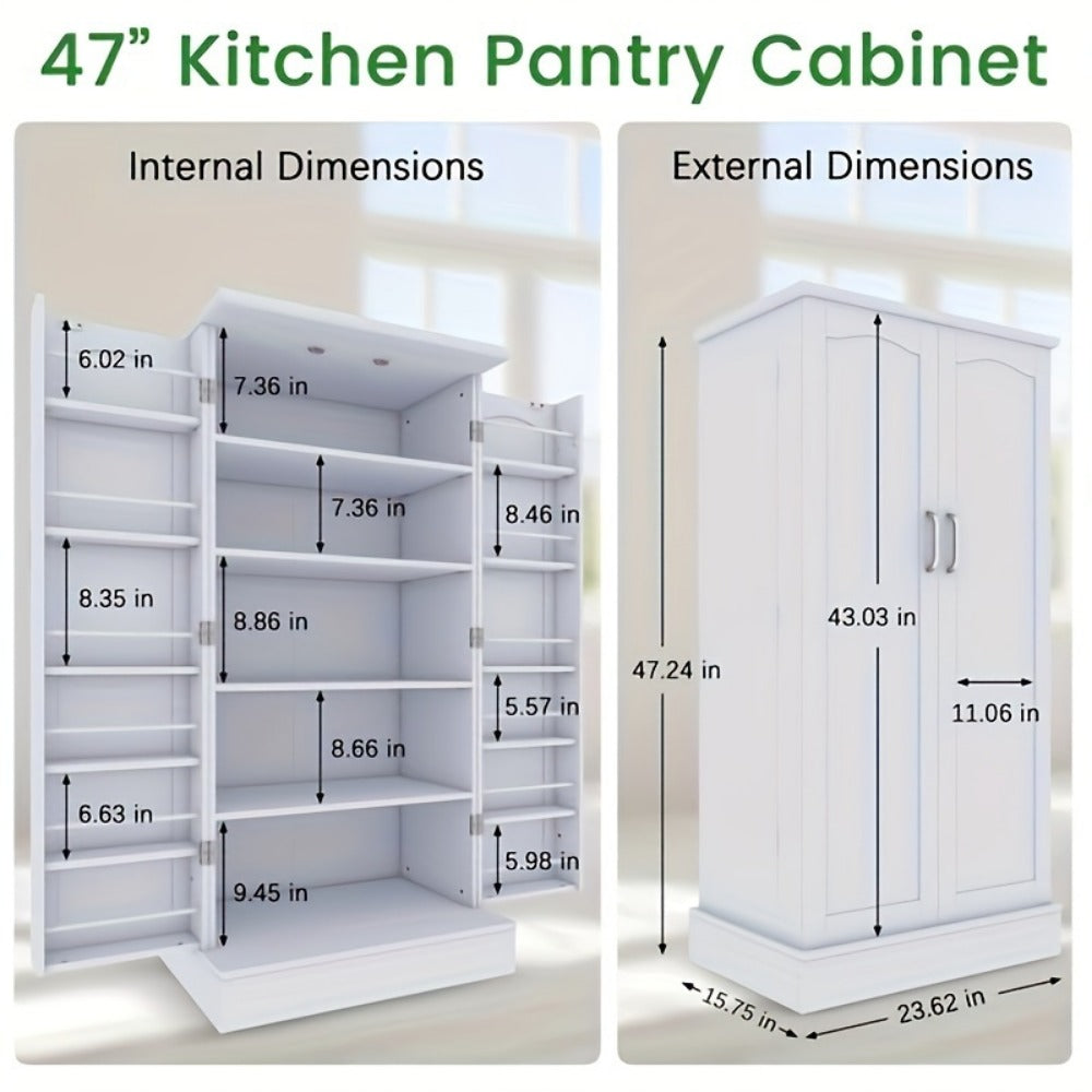 47-Inch Kitchen Pantry Cabinet with Storage Drawers for Organized Everyday Storage detail image - detail view 11