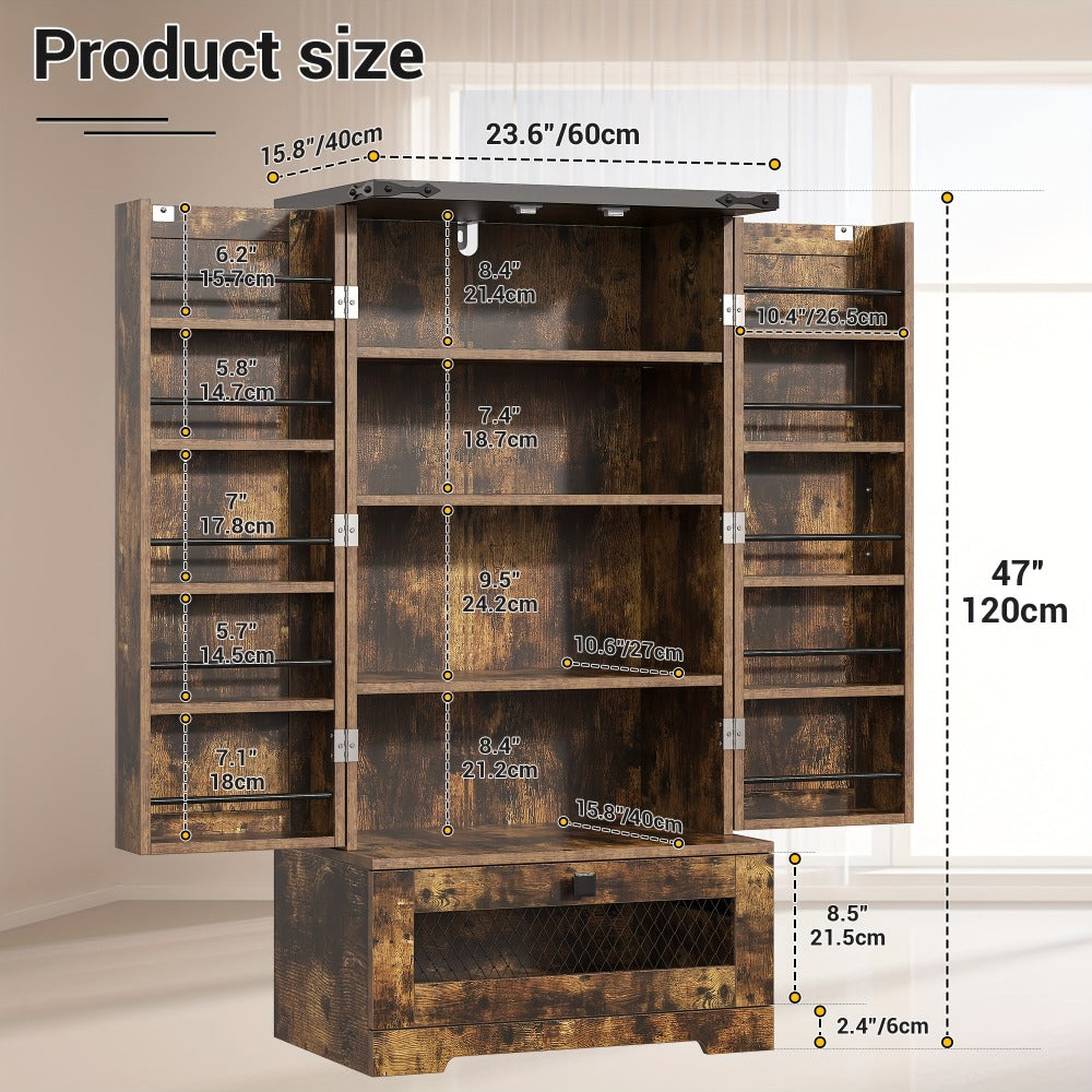 47-Inch Kitchen Pantry Cabinet with Storage Drawers for Organized Everyday Storage detail image - detail view 15